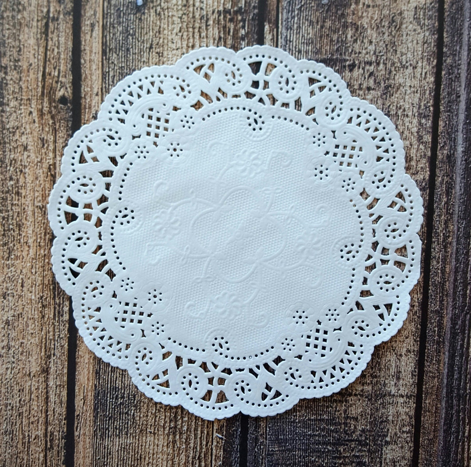 50 French Lace Round Paper Doilies 6 inch white doily