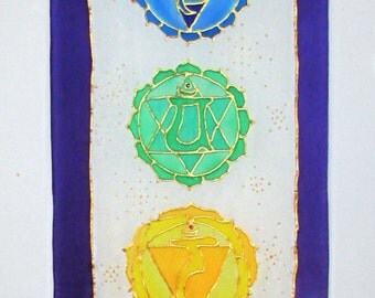 chakra symbols silk wallhanging, spiritual gift,"Crystal Chakra", chakra wallhanging, chakra art, reiki, healing art, yoga art,meditation