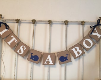 Whale Baby Shower Decorations - It's a Boy Banner - Whale Nursery decor - Ahoy Its A Boy Banner - Baby Shower Banners