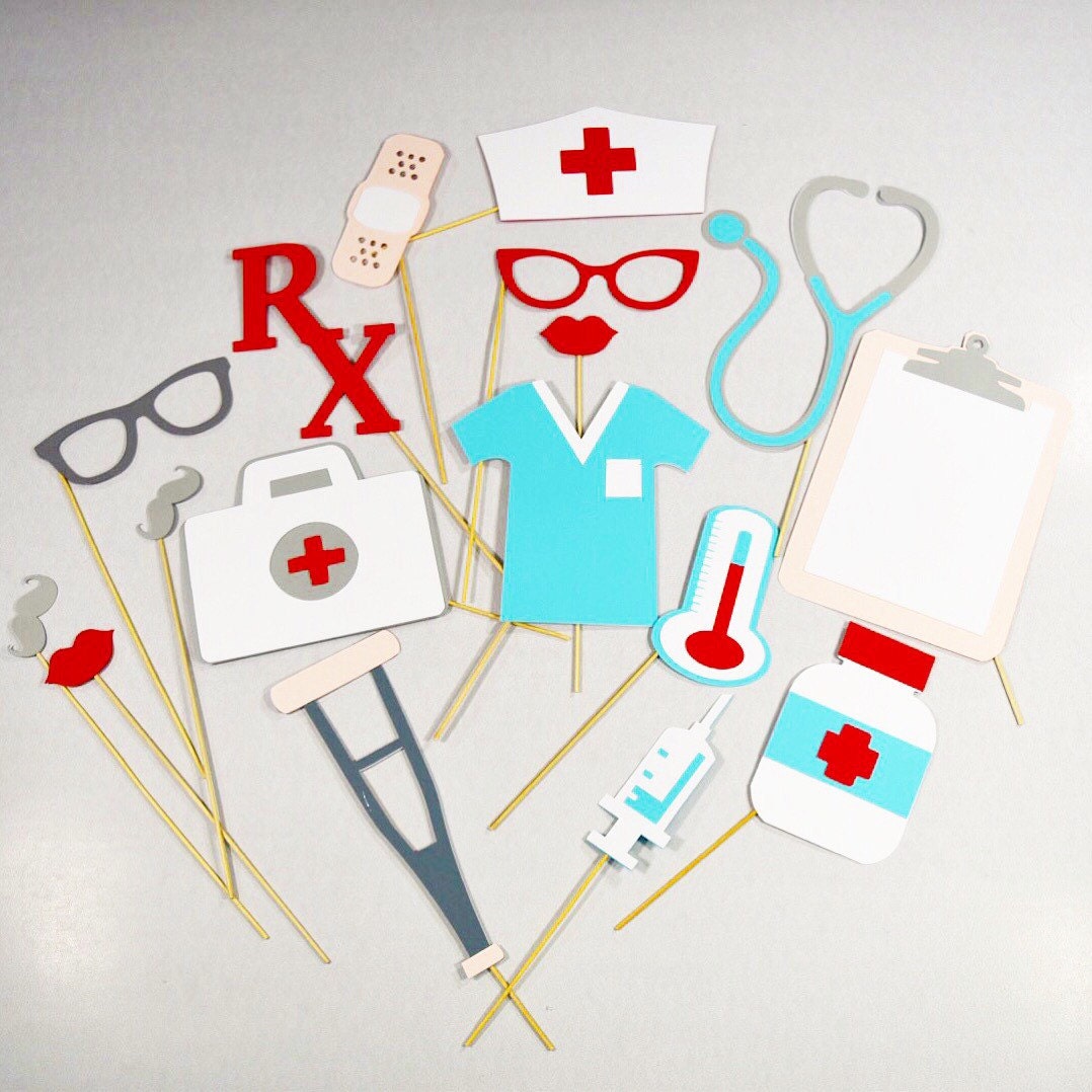 Nurse photo booth prop set 17 pc