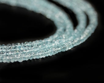 Blue Topaz Micro Faceted Rondelles 12 Sky Blue Semi Precious Gemstones