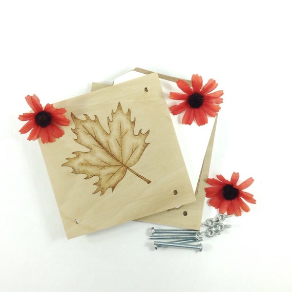 Flower Press Wood Pyrography Maple Leaf Plant Press