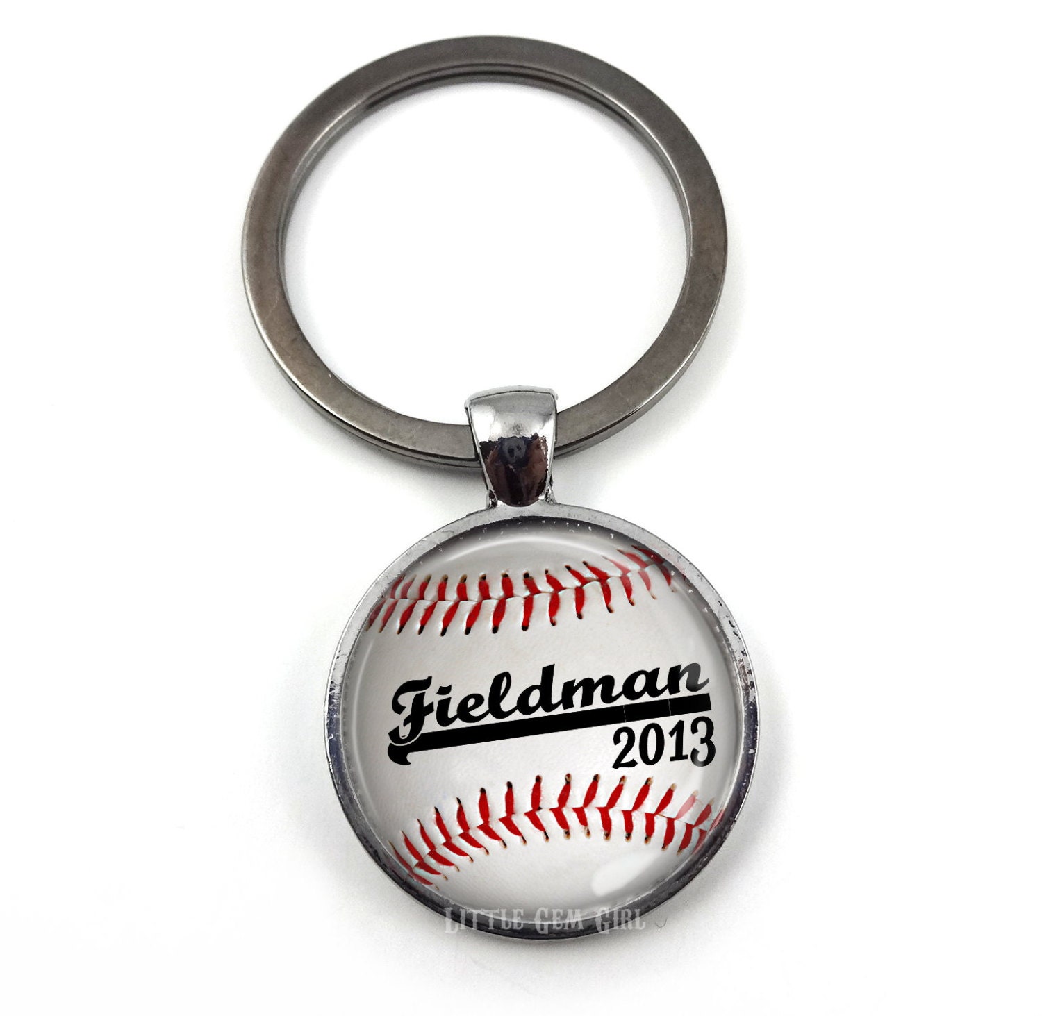 Personalized Baseball Key Chain Name Baseball Keychain