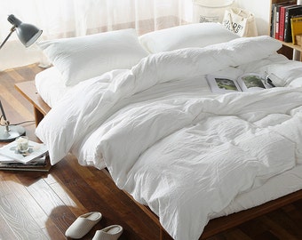 100% Linen Duvet cover White color - Seamless Washed Softened - Twin Full Queen King California King All size - Ideal for HOT climate