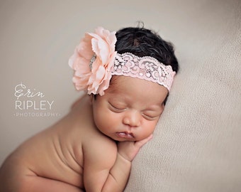 Baby headband, Soft Coral flower headband, baby headband, newborn headband, girls headband, infant headband, lace headband