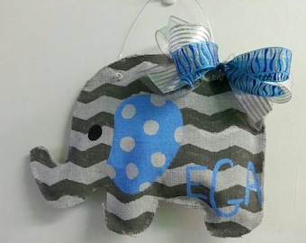 Burlap Elephant Hospital Door Hanger- elephant door hanger hospital sign new baby birth announcement burlap sign elephant