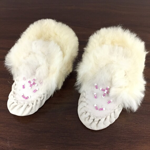 white fur moccasins