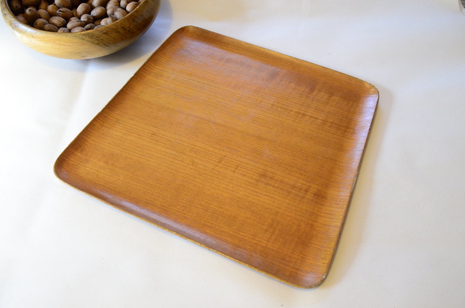 MCM Bent Wood Tray Rounded Square Danish Modern Vintage