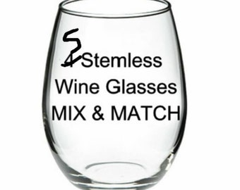 ANY 5 GLASSES - Your Choice - Mix & Match