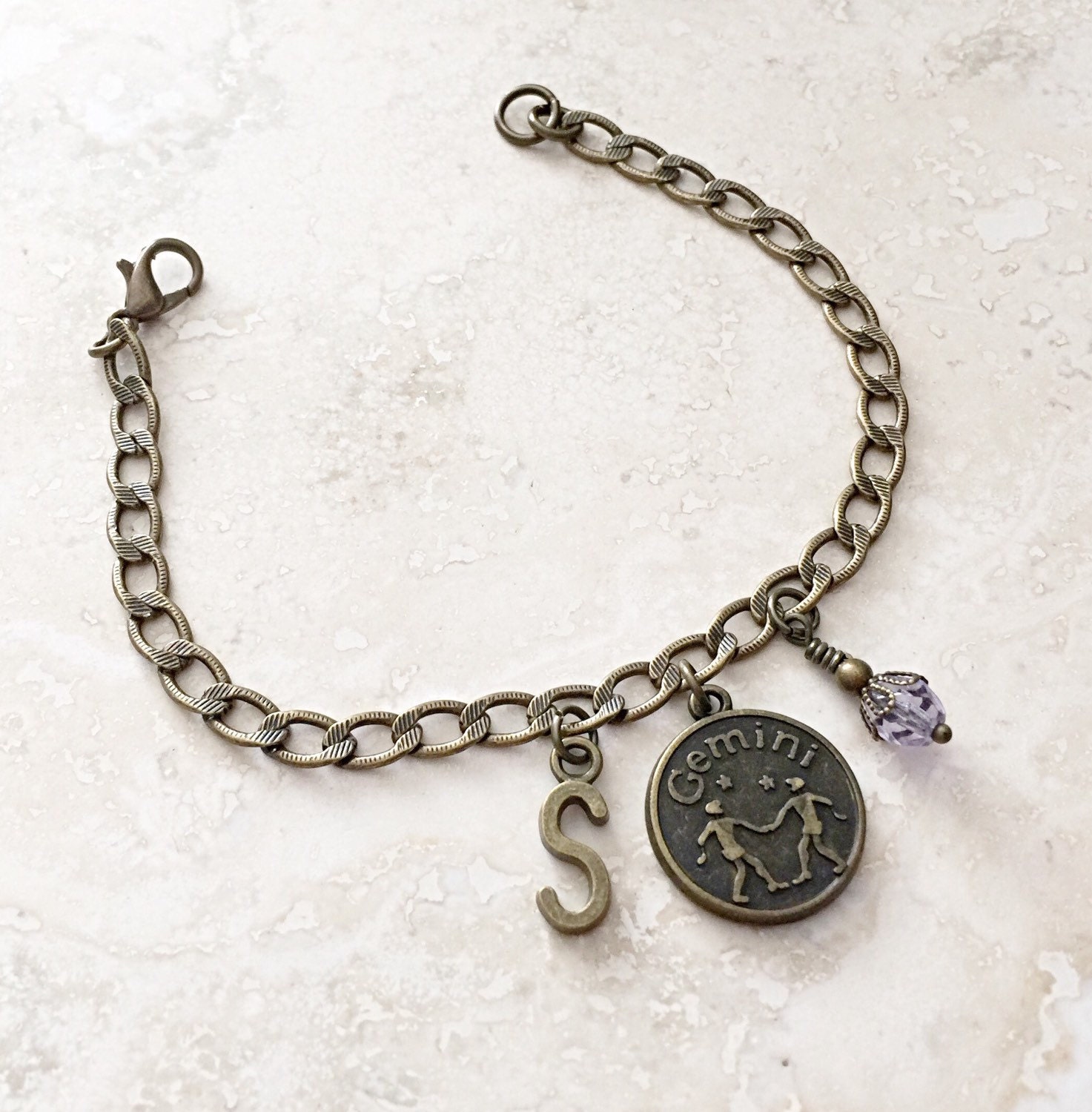Gemini Zodiac Jewelry Gemini Birthstone Letter Initial