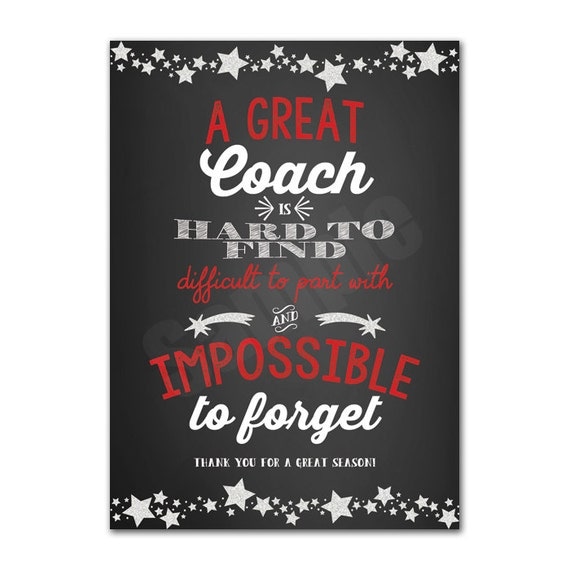 Coach Appreciation Thank You Card Printable Instant Download