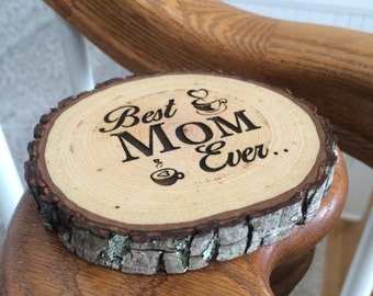 Custom Wood Coaster, Engraved Coaster, Mom Birthday Gift, Wood Slice Coaster, Personalized Coaster, Mother Birthday Gift, Coffee Coaster