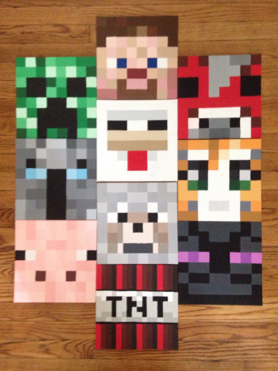 10 x 10 Minecraft Inspired canvas panels by karynbergen on Etsy