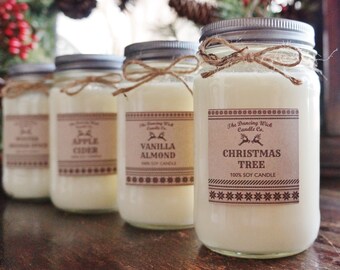 Winter Candle//Christmas Candle//Soy Candle//Choose Your Scent//16 oz Candle/Half Pint Mason Jar Candle//Gift Candle//Sweater Candle