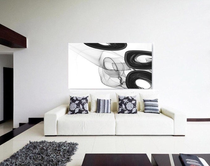 Abstract Black and White 18-45-39. Contemporary Unique Abstract Wall Decor, Large Contemporary Canvas Art Print up to 72" by Irena Orlov