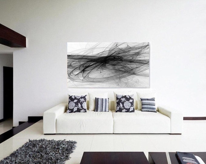 Abstract Black and White 20-55-51. Contemporary Unique Abstract Wall Decor, Large Contemporary Canvas Art Print up to 72" by Irena Orlov