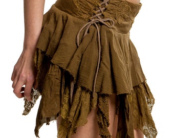 STEAMPUNK SKIRT, Elf skirt, pixie skirt, gypsie skirt, fairy skirt, ragged skirt, festival skirt, Coskkts