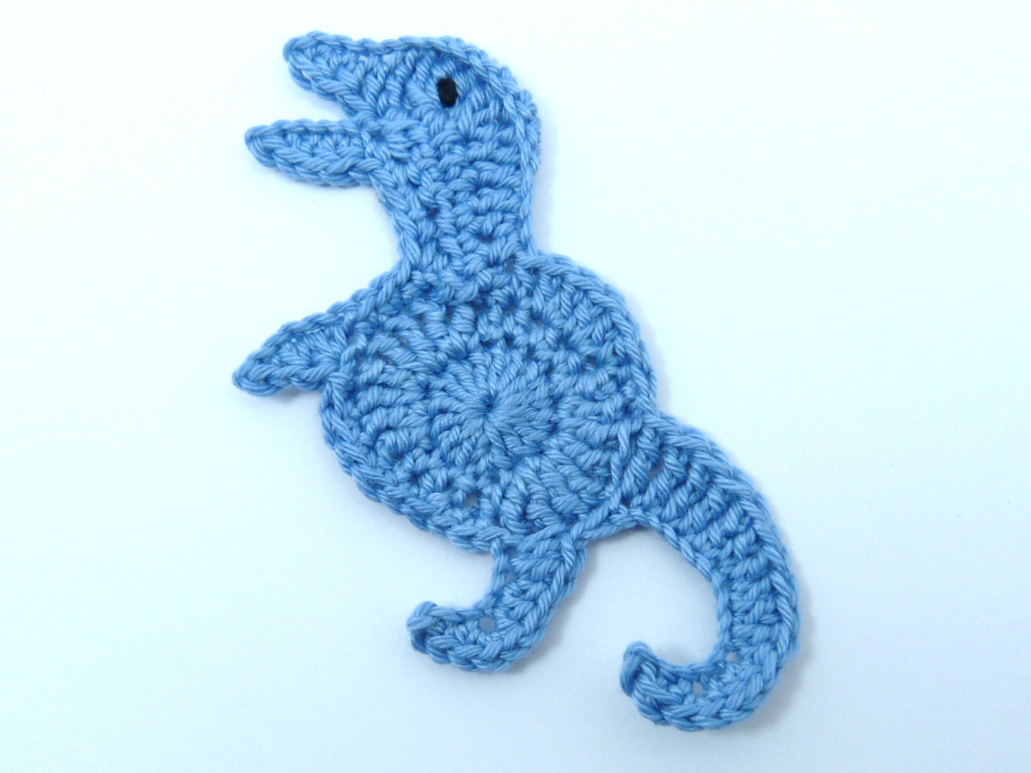 Crochet dinosaur Crochet appliques 1 blue applique dinosaur.