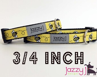Yellow Busy Bumble Bee Dog Collar