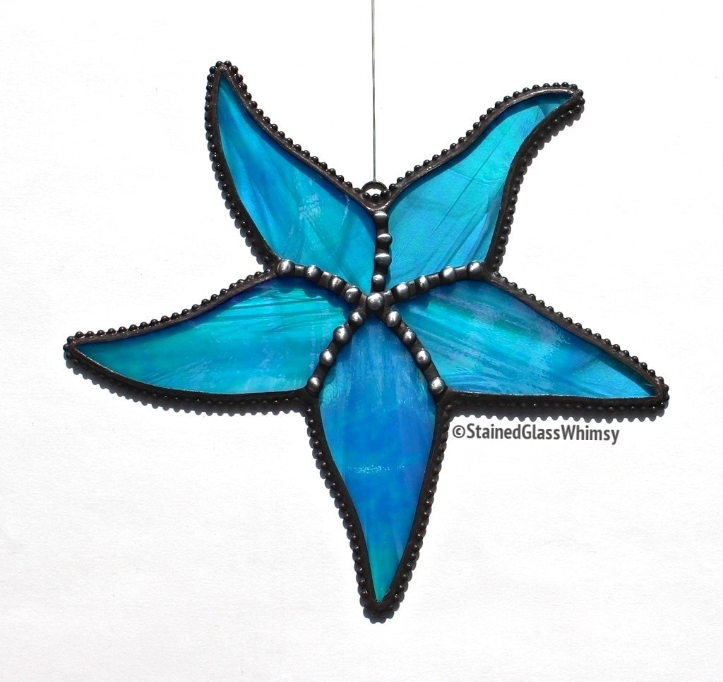 Stained Glass STARFISH Suncatcher Wispy by StainedGlassWhimsy