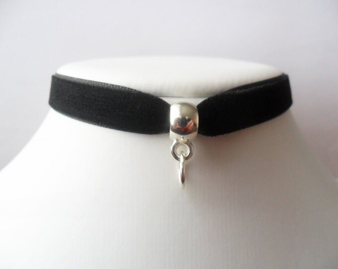 Empty bohemian choker, velvet choker necklace with NO pendant and a width of 3/8" black (add your own pendant)