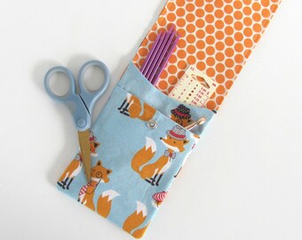 Mr. Fox Knitting Needle Case, 8.5 inch Storage Case for DPN and Circular Needles