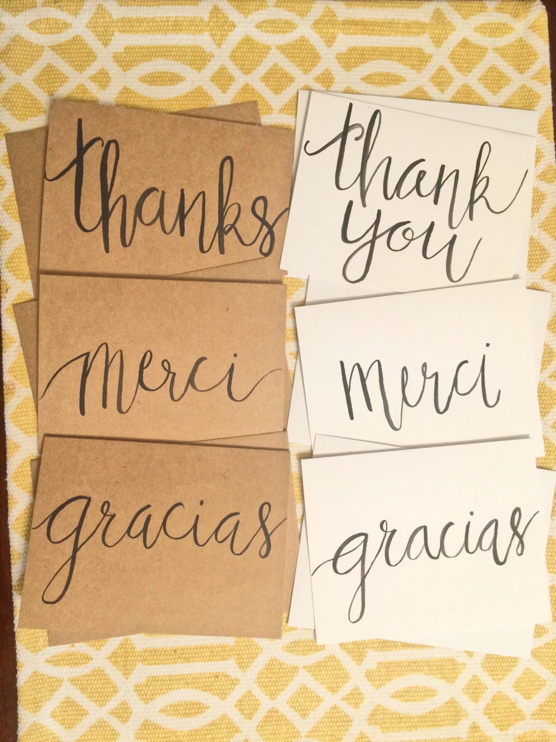6 Thank You Cards-including Gracias & Merci by ASimpleSmileForYou