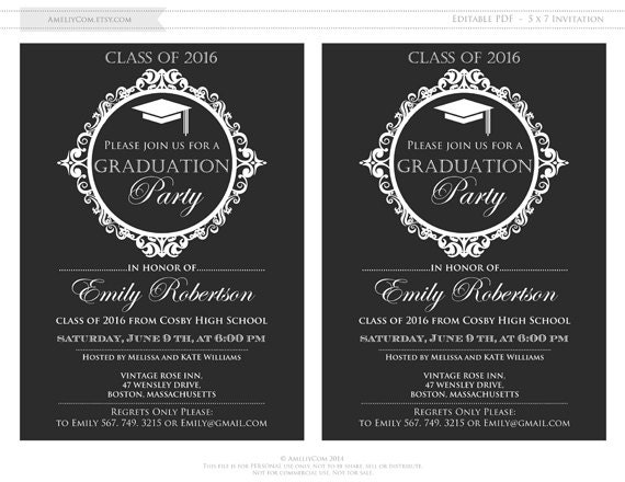 Graduation Invitation printable template College Graduation