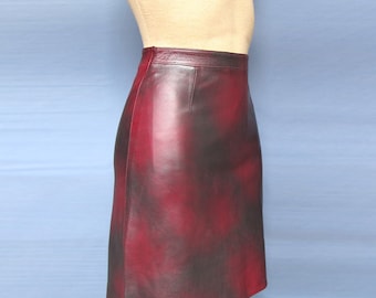 Burgundy Mini Leather Skirt 100% Genuine bordo leather New