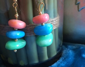 Saashi Copper Amethyst Earrings - Handmade Vintage Cone Beads