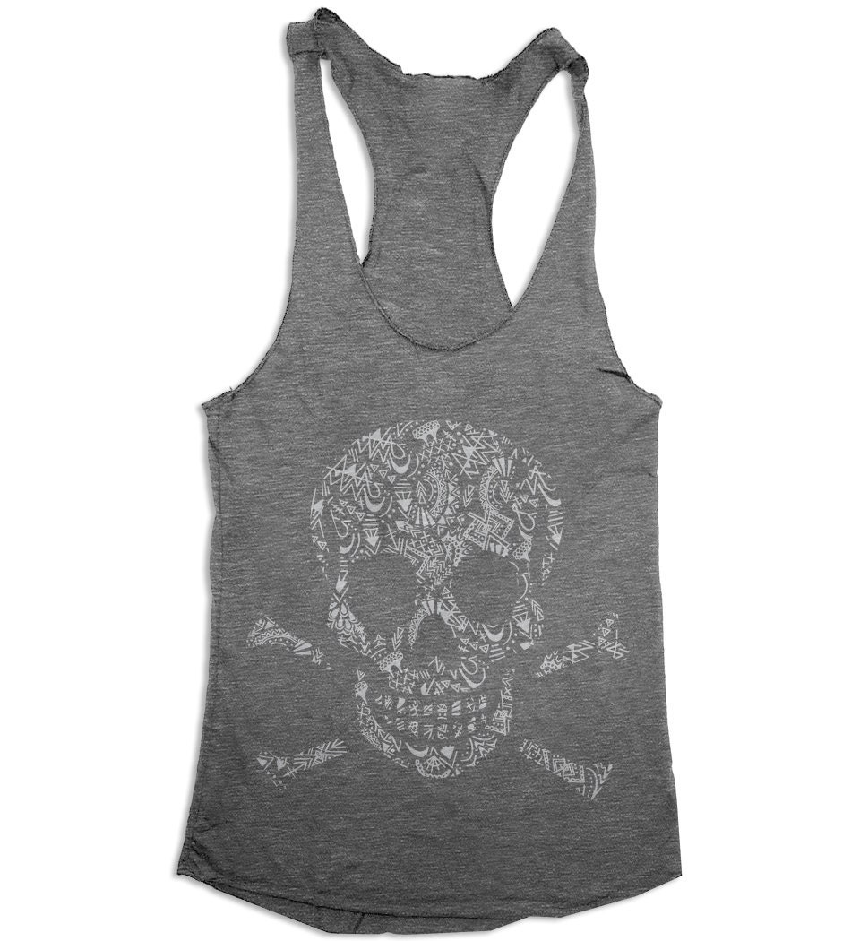 Skull Tank Top Women's Tank Top Tri Blend by BasementShirts