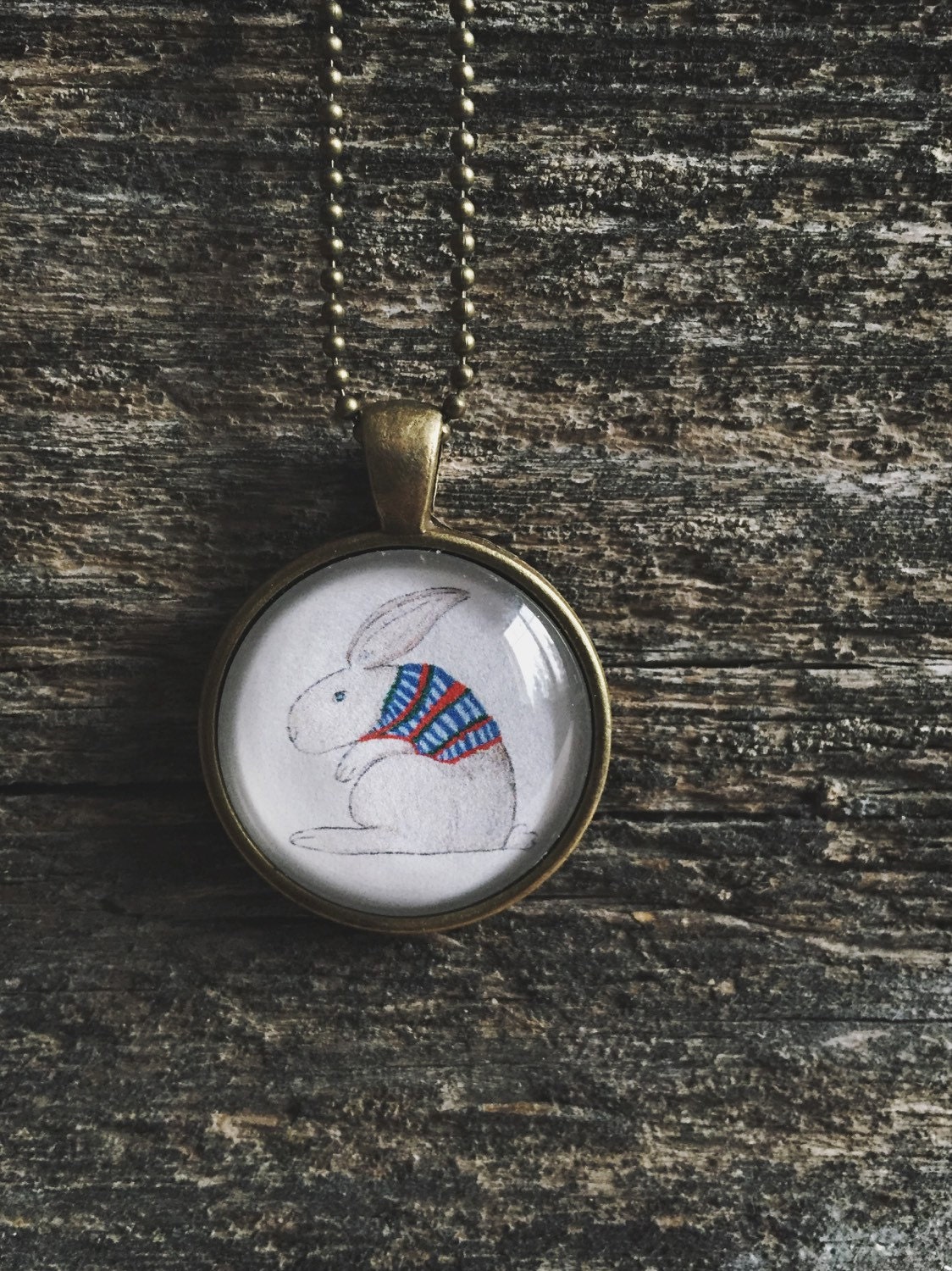 Rabbit Necklace White Rabbit Necklace Illustration Bunny