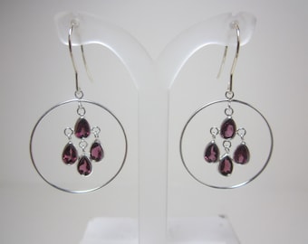 Umba River Rhodolite Garnet Chandelier Earrings