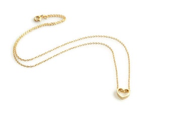 Tiny Heart necklace. Minimalist necklace. Gold plated heart necklace. Chain Necklace. Layered necklace