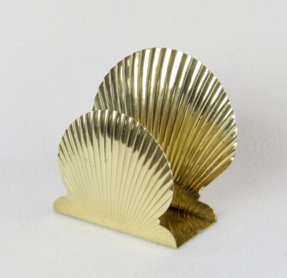 Brass Shell Napkin Holder Vintage Home Kitchen by DayJahView