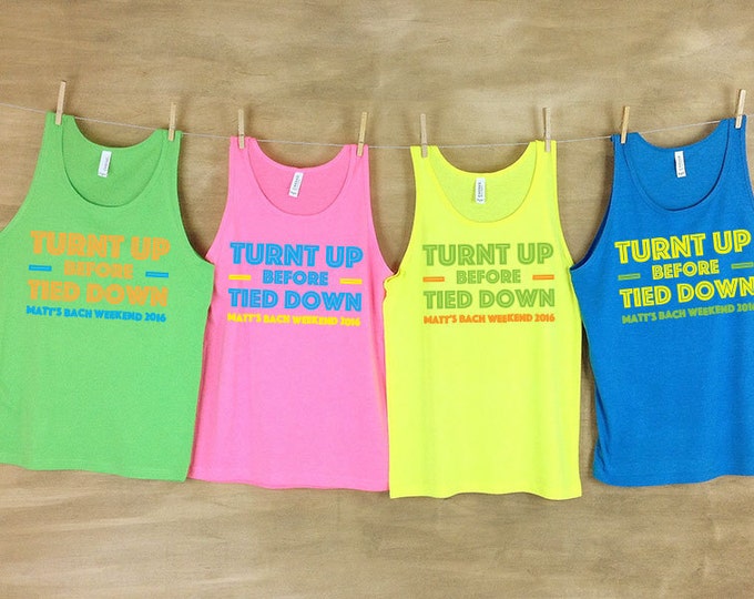 Turnt Up Before Tied Down Personalized Bachelorette Party Beach Tank Sets - AH