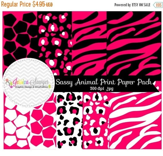 80% OFF - INSTANT DOWNLOAD, pink animal print digital paper, safari background, commercial use for invitations, party supply, more Il_570xn