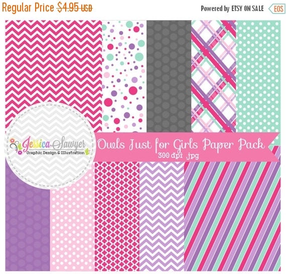 80% OFF - INSTANT DOWNLOAD, cute girl owl digital paper, pink and purple, printable background, commercial use, nvites, scrapbooking, etsy Il_570xn