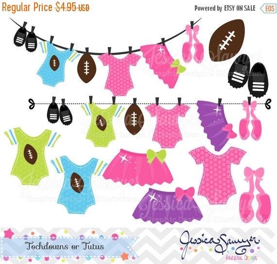 80% OFF - INSTANT DOWNLOAD, touchdowns or tutus clipart, gender reveal clip art, for commercial use, personal use Il_570xn