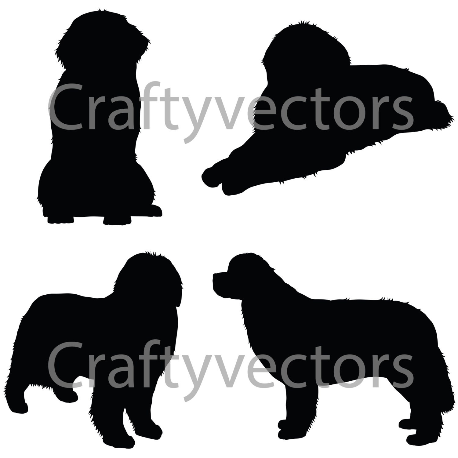 Newfoundland Dog SVG Silhouettes