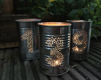 Upcycled Tin Can Lanterns Table Decoration by AliceMaudeDesigns