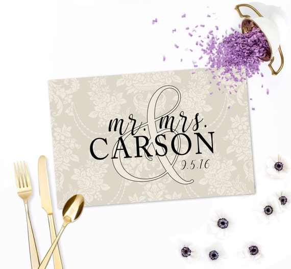 Items similar to Personalized Paper Placemats, Custom Placemats, Monogram Placemat, Bridal