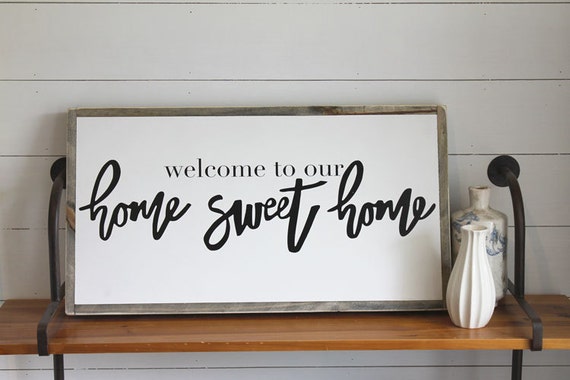 Download Welcome to Our Home Sweet Home Wood Sign by thesummeryumbrella