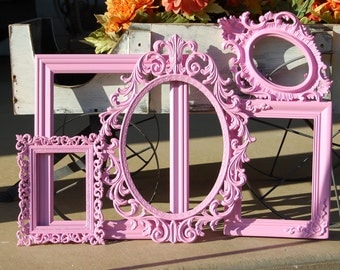 Set Of 5 Nursery Frames - Gallery Wall Frame Collage - Pink Shabby Chic Picture Frame Collection