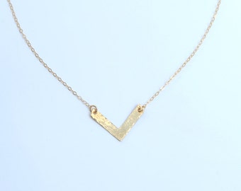 Petite Golden Chevron V Necklace