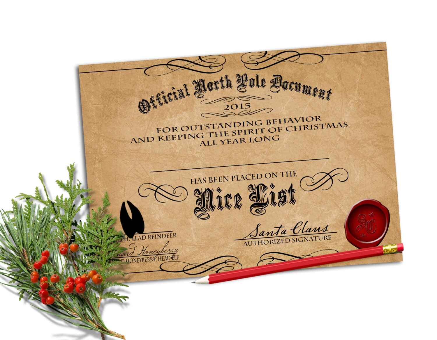 Editable NICE LIST CERTIFICATE Printable by ConfettiPrintsShop