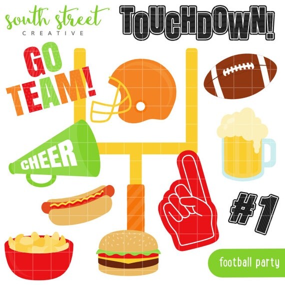 Football Party, Tailgate, Helmet, Cute Clipart, Personal & Small Commercial Use, Vector Clip Art, Instant Download, png, jpeg, eps Il_570xn