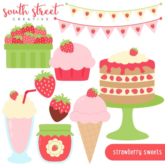 Strawberry, Jam, Berry, Shortcake, Cute Clipart, Personal & Small Commercial Use, Vector Clip Art, Instant Download, png, jpeg, eps Il_570xn