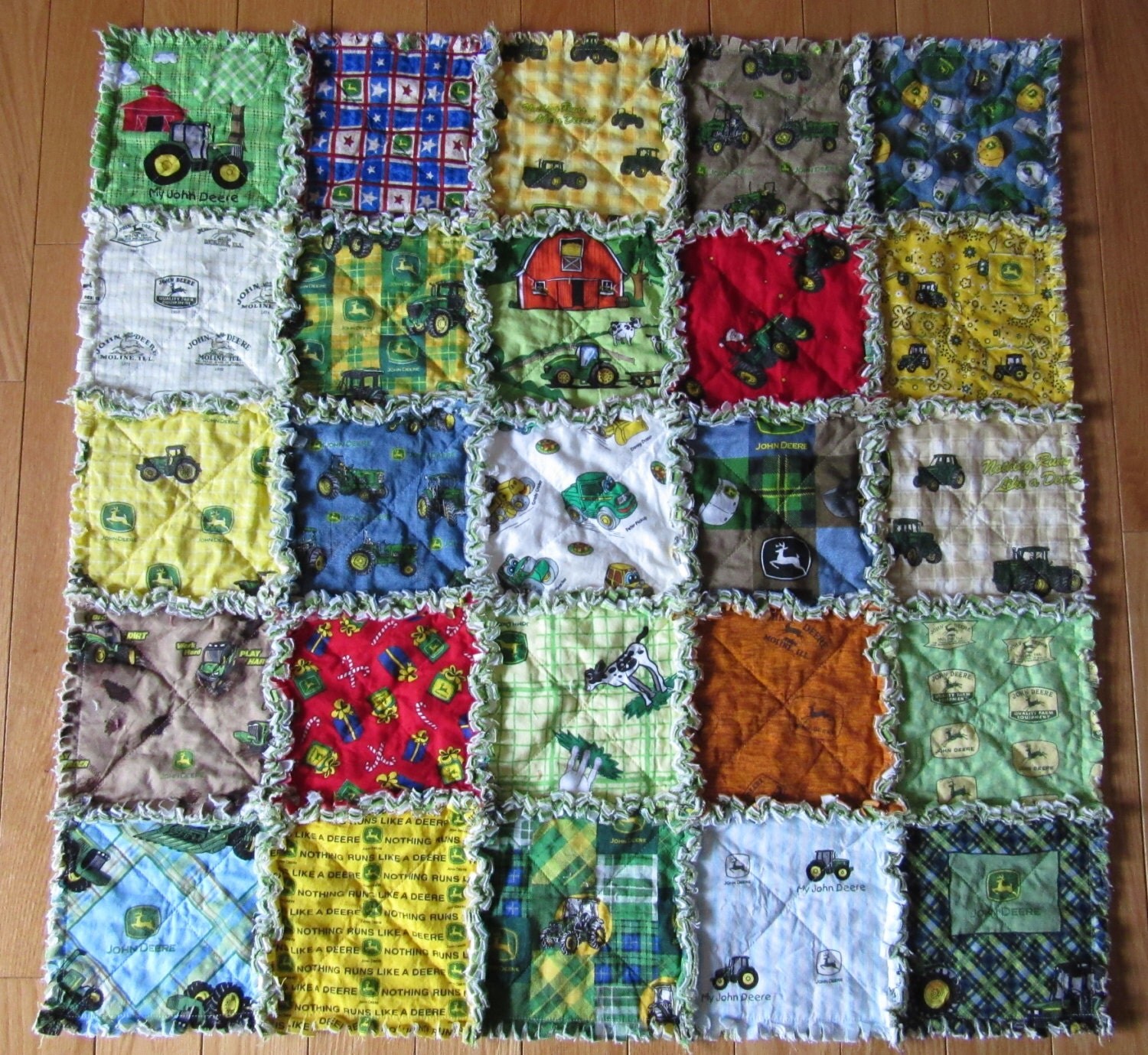 Baby Rag Quilt All Different JOHN DEERE Fabric on by 1723diane