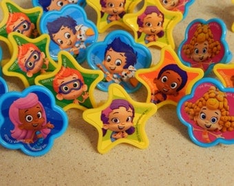 24 Bubble Guppies Cupcake Topper Rings Birthday Party Decoration/ Licensed